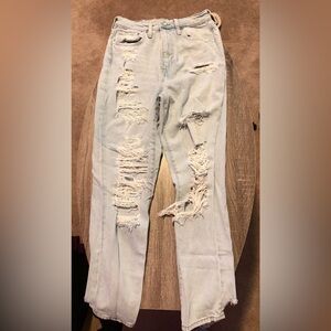 H&M Light Blue Distressed Mom Jeans
